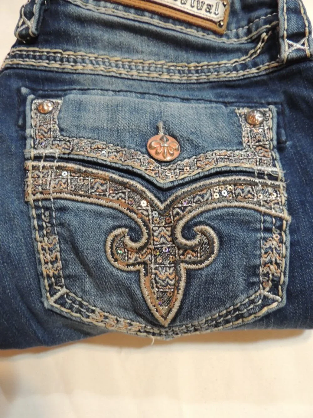 Rock Revival Vaness Skinny Jeans Woman 31 Pockets Blue Denim Jeans
